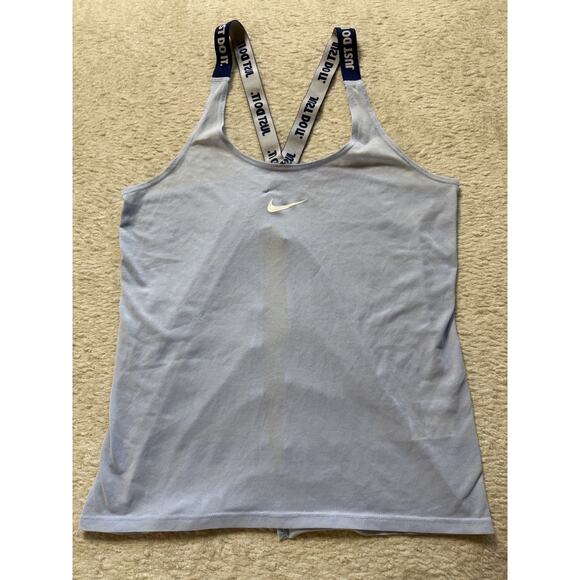 Nike Top Dri-Fit Baby Blue Light Open-Back Tank Top M - Picture 1 of 5